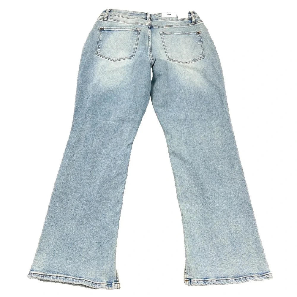 Judy Blue Jeans Women 16W Straight Leg High Waist Light Wash Distressed  Holes - Picture 2 of 16